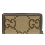 Gucci Long Wallet Purse 658634 Canvas, Leather Brown Jumbo GG Bamboo Women