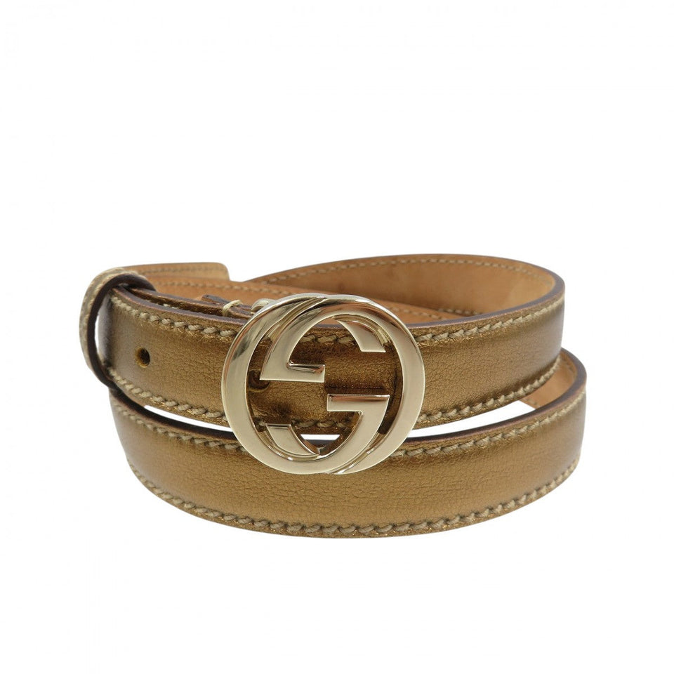 Gucci belt 15614 leather gold 85ã»34