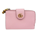 Gucci Bifold Wallet 739498 leather pink Double G Medium Wallet with Bamboo Women