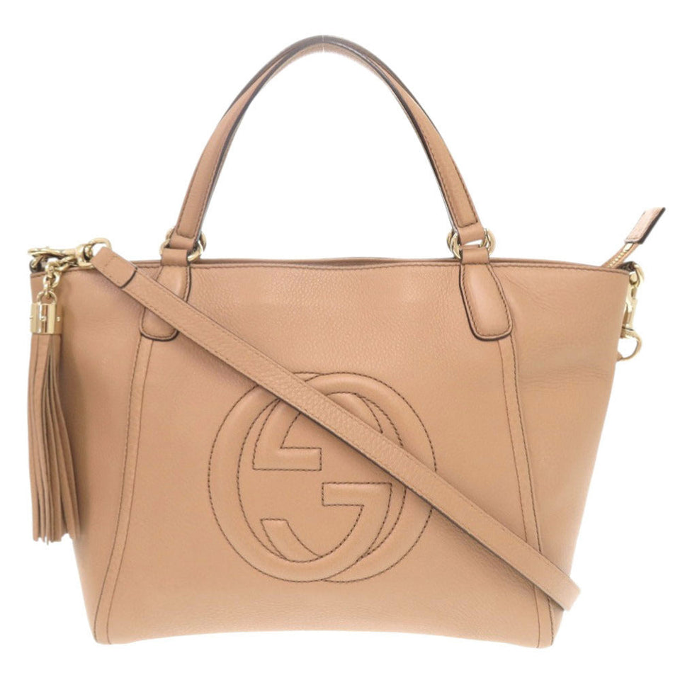 Gucci Handbag 369176 leather pink beige Soho