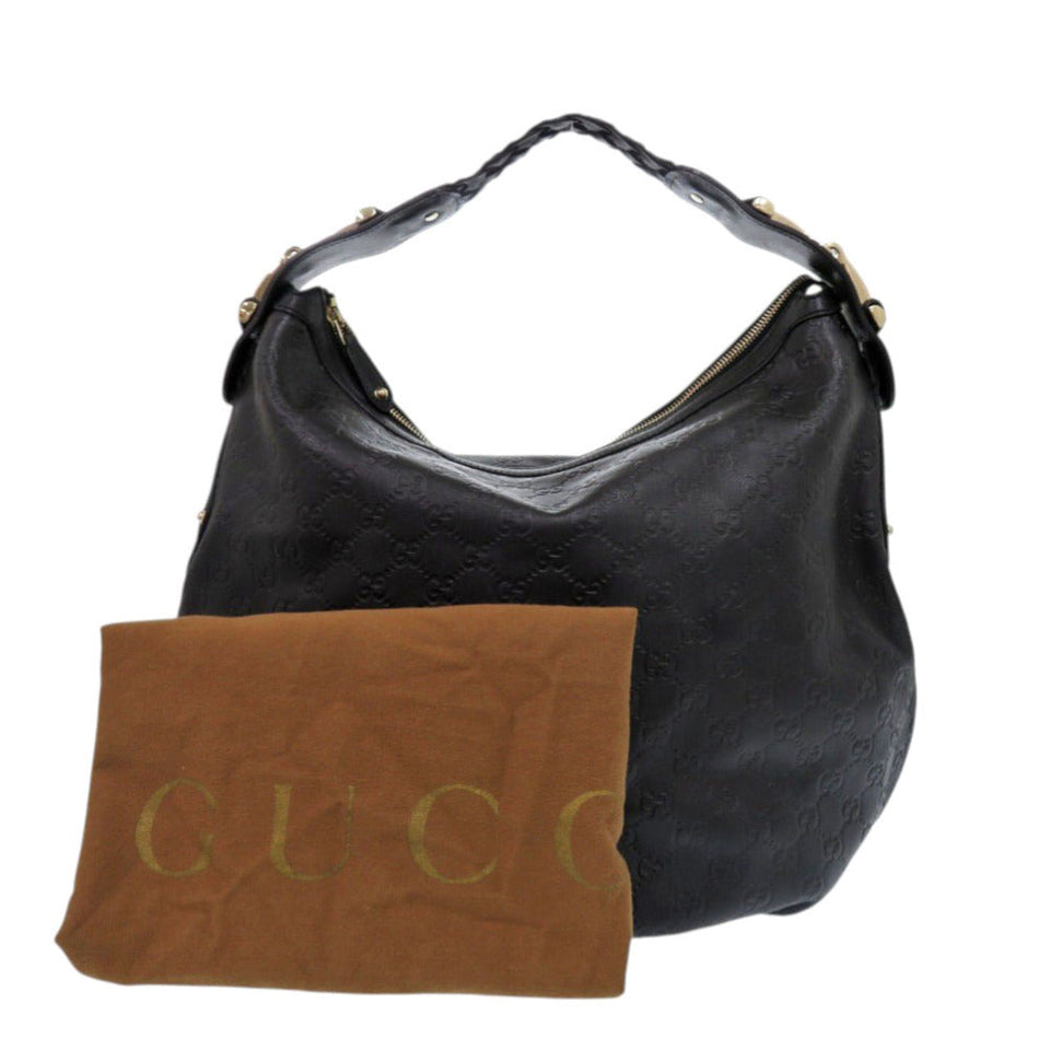Gucci Shoulder Bag 211986 leather black Hobo one belt