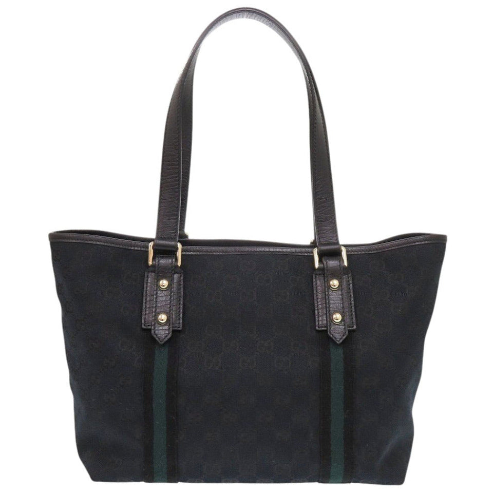 Gucci Tote Bag 137396 canvas black GG Sherry line Women