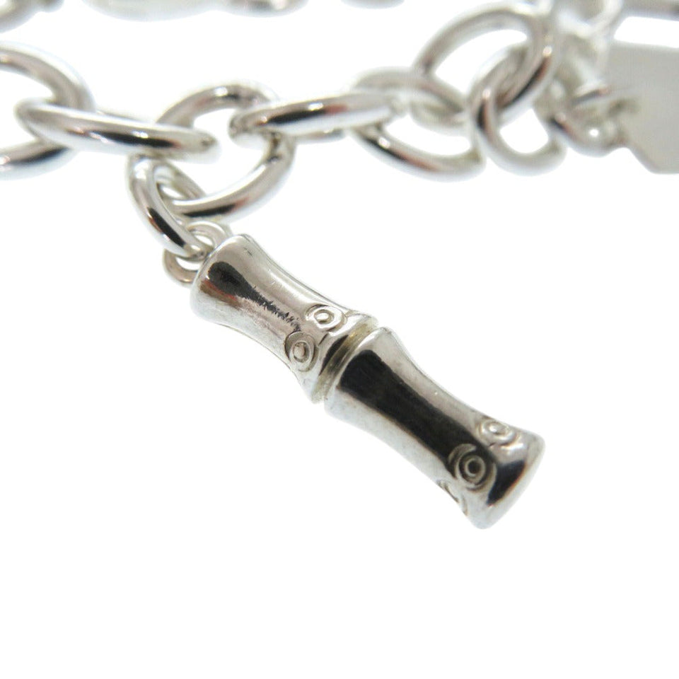 Gucci bracelet Silver925 Silver Multi Logo G Logo Drop Charm Dog Tag Bamboo Women 17