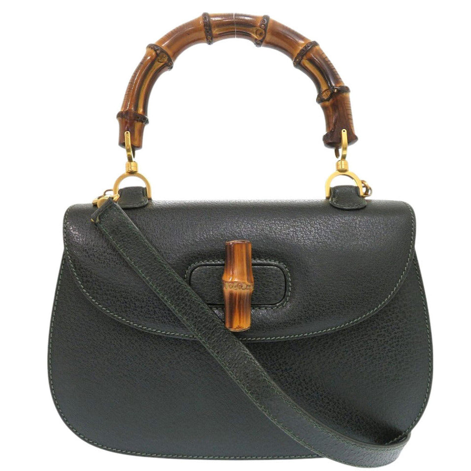 Gucci Handbag 000 29 0633 leather green Bamboo Women