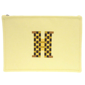 Hermes Pouch cotton yellow H Tissage Flat Pouch Women