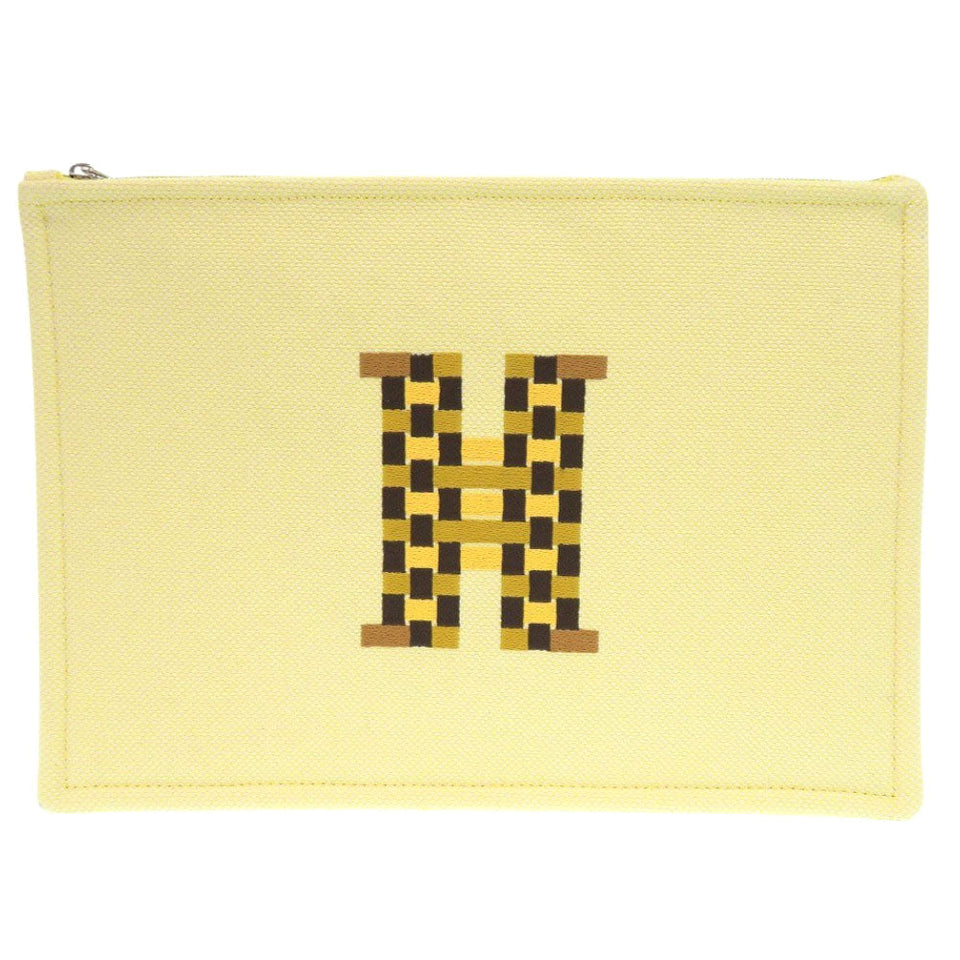 Hermes Pouch cotton yellow H Tissage Flat Pouch Women