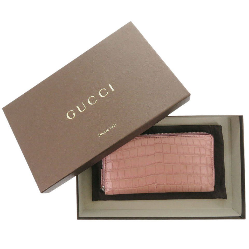 Gucci Long Wallet Purse 374850 Matt Croco purple