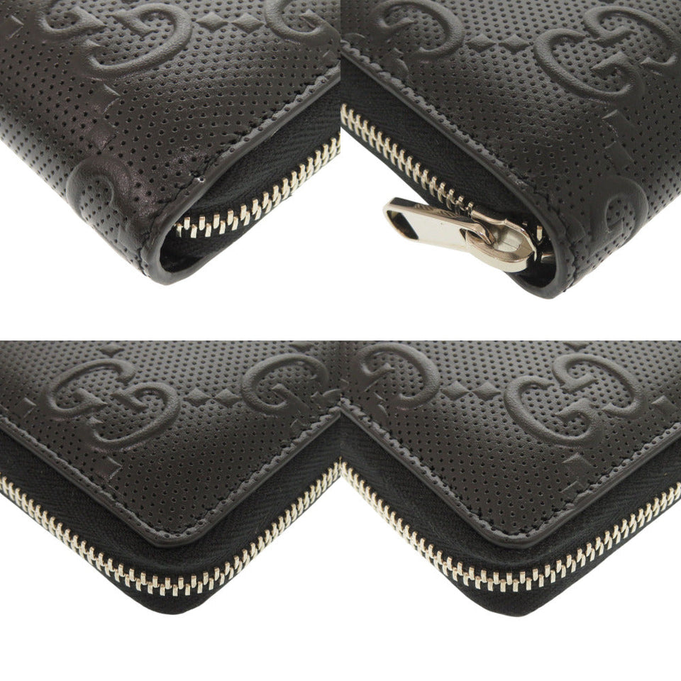 Gucci Long Wallet Purse 625558 leather black Zip Around Women