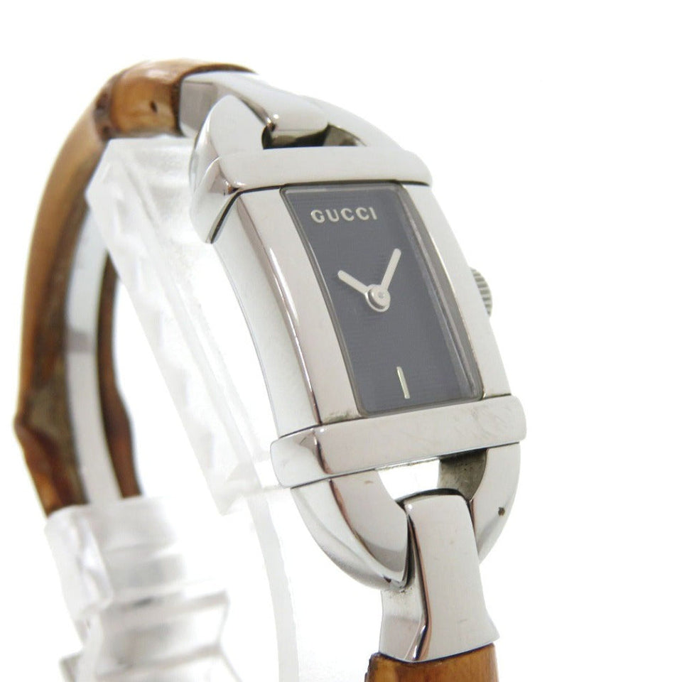 Gucci Watches Quartz 6800L Stainless Steel, Bamboo black Bamboo black dial