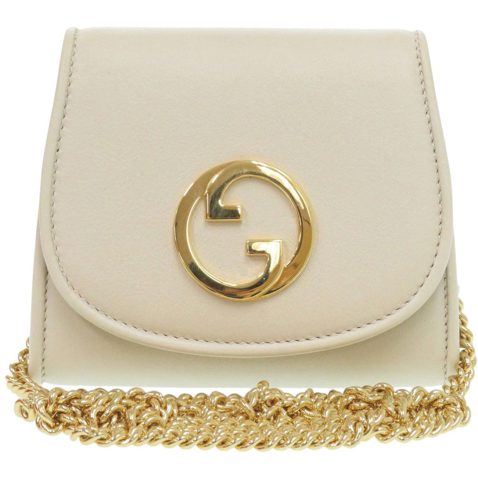 Gucci Bifold Wallet 725219 leather white Chain wallet Blondy Women
