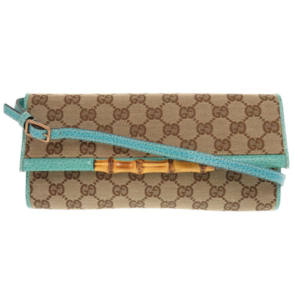 Gucci Shoulder Bag 117594 GG canvas Blue type Bamboo Women