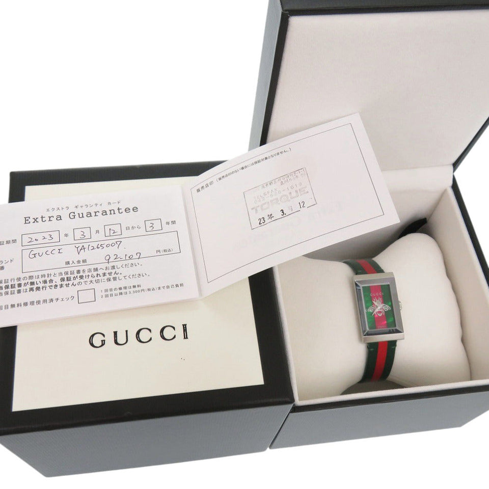 Gucci Watches Quartz 147.4 Stainless Steel , Leather green G frame green dial