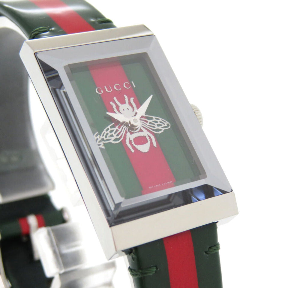 Gucci Watches Quartz 147.4 Stainless Steel , Leather green G frame green dial
