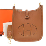 Hermes Shoulder Bag Taurillon Clemence gold Evelyn TPM Amazone
