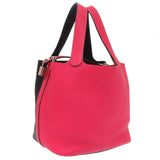 Hermes Handbag Taurillon Clemence Rose Extreme Picotin Lock MM Kazak 22