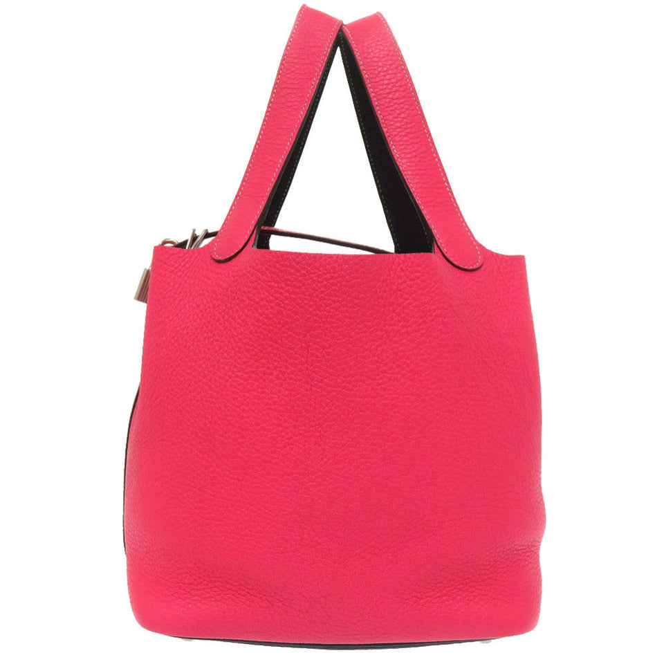 Hermes Handbag Taurillon Clemence Rose Extreme Picotin Lock MM Kazak 22