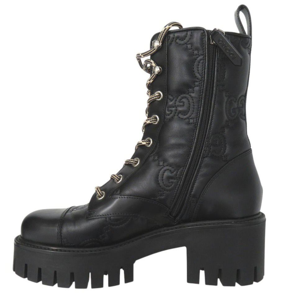 Gucci boots 718386 leather black 36 1/2