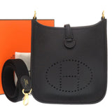Hermes Shoulder Bag Taurillon Clemence black Evelyn TPM Amazone