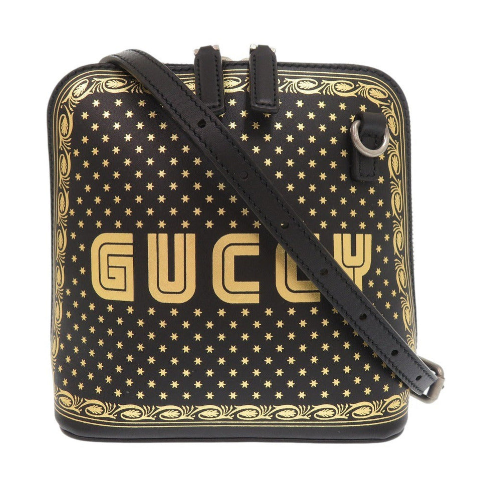 Gucci Shoulder Bag 511189 leather black x SEGA GUCCY print