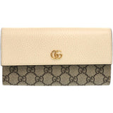Gucci Long Wallet Purse 456116 17WAG 9096 GG Supreme canvas, leather beige