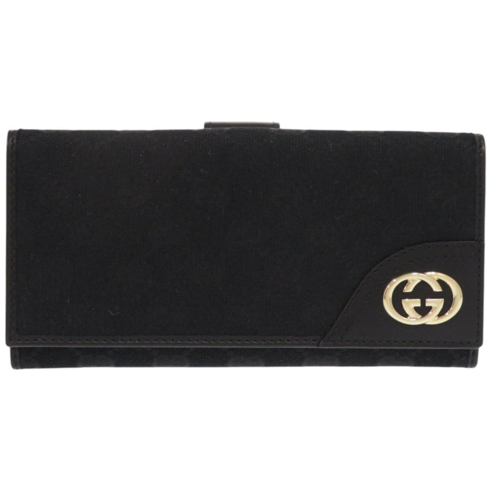 Gucci Long Wallet Purse 181593 GG canvas black Interlocking G