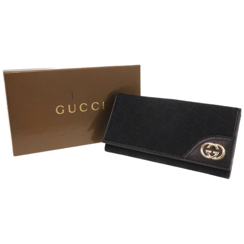 Gucci Long Wallet Purse 181593 GG canvas black Interlocking G