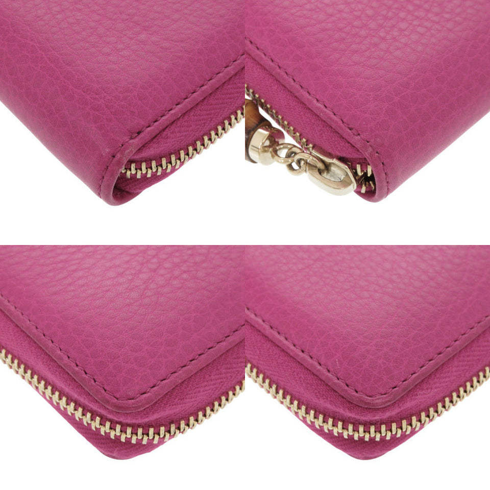 Gucci Long Wallet Purse 307984 leather Magenta Bamboo