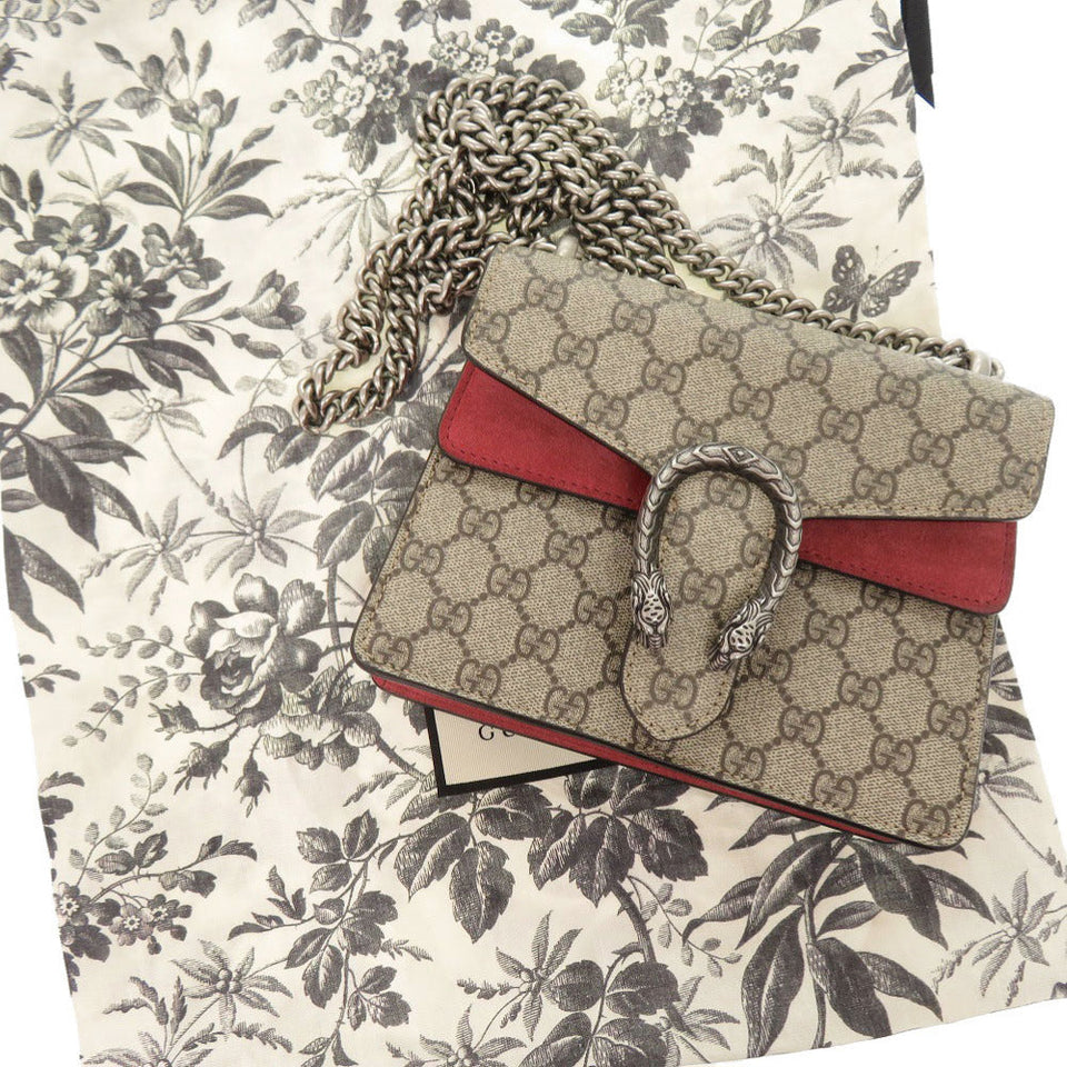 Gucci Shoulder Bag 421970 GG Supreme, suede beige Dionysus