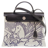 Hermes Handbag Toile H, Vash Hunter Blue indigo Herbag Zip 31 PM Pegasus Pop Women