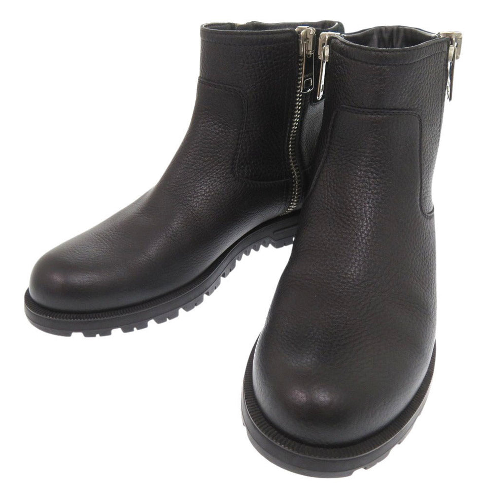 Gucci boots 388050 leather black side zip ankle boots Micro GG Women 37 1/2