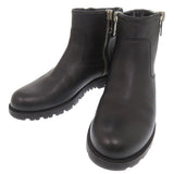 Gucci boots 388050 leather black side zip ankle boots Micro GG Women 37 1/2