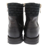 Gucci boots 388050 leather black side zip ankle boots Micro GG Women 37 1/2