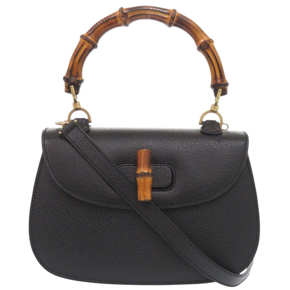 Gucci Handbag 000 1364 0633 leather black 2WAY Bamboo Women
