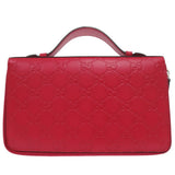 Gucci Long Wallet Purse leather Red GG Pattern Double Zip Travel Wallet Guccisima Women