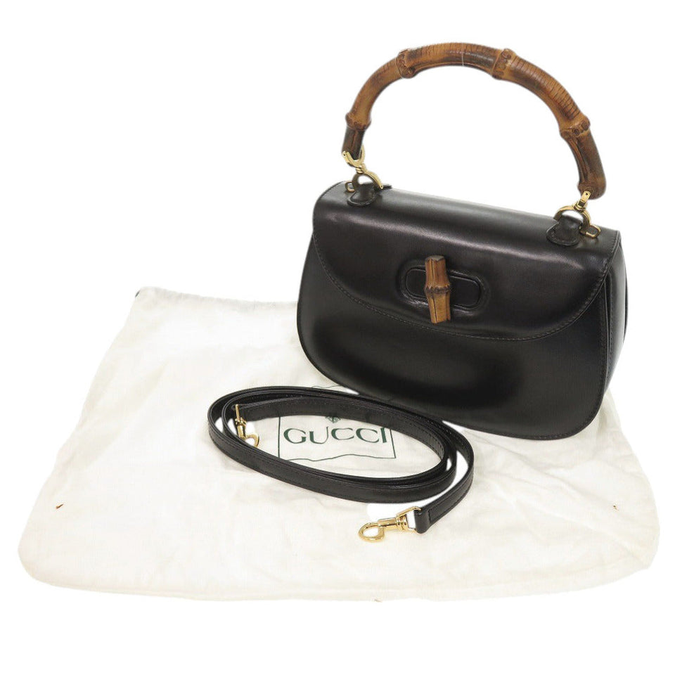 Gucci Handbag 000 2046 0188 leather black 2WAY Bamboo Women