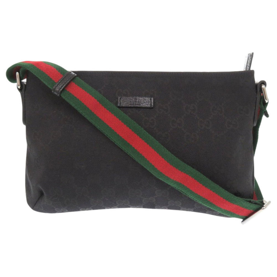 Gucci Shoulder Bag 189749 GG canvas, leather black Sherry line Women