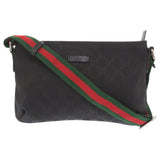 Gucci Shoulder Bag 189749 GG canvas, leather black Sherry line Women