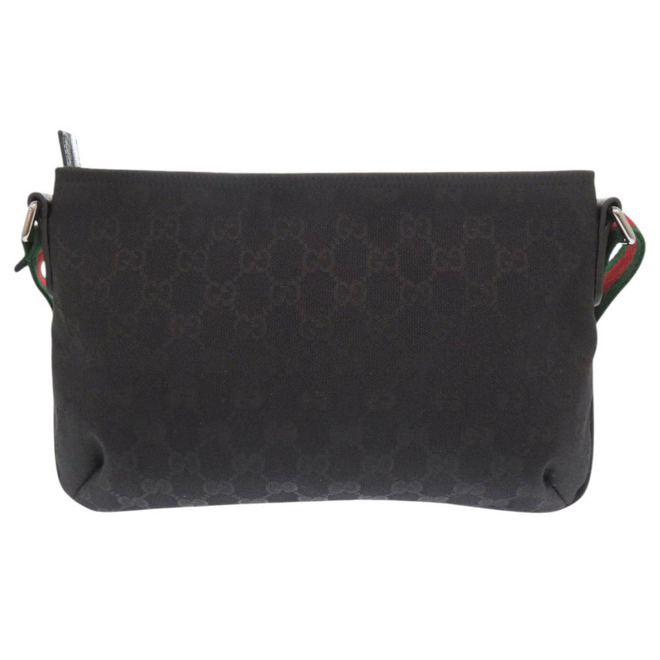Gucci Shoulder Bag 189749 GG canvas, leather black Sherry line Women