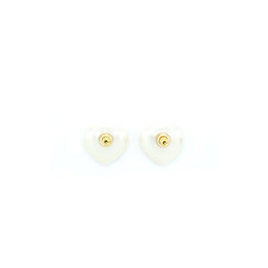 Chanel Heart Pearl Earrings With Crystals Light Gold