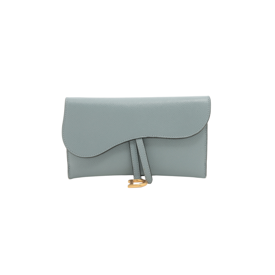 Dior Saddle Wallet with Chain Cloud Blue