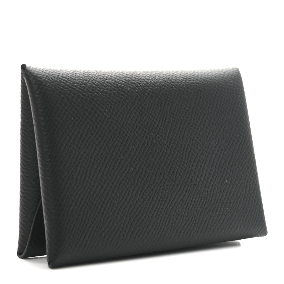 Hermes Epsom Calvi Duo Card Case Black