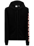 Luxury Burberry Logo Print Overfit Zip-Up Hoodie Black