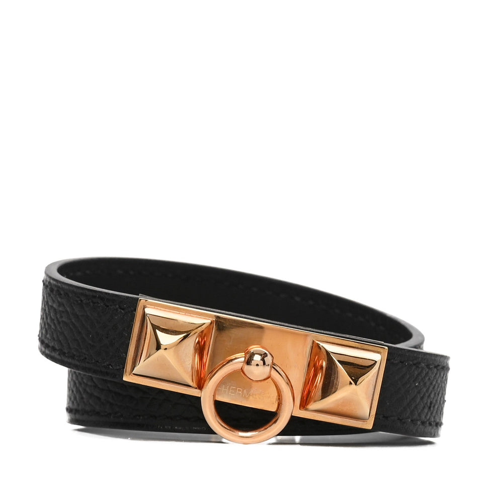 Hermes Epsom Rivale Double Tour Bracelet XS Black