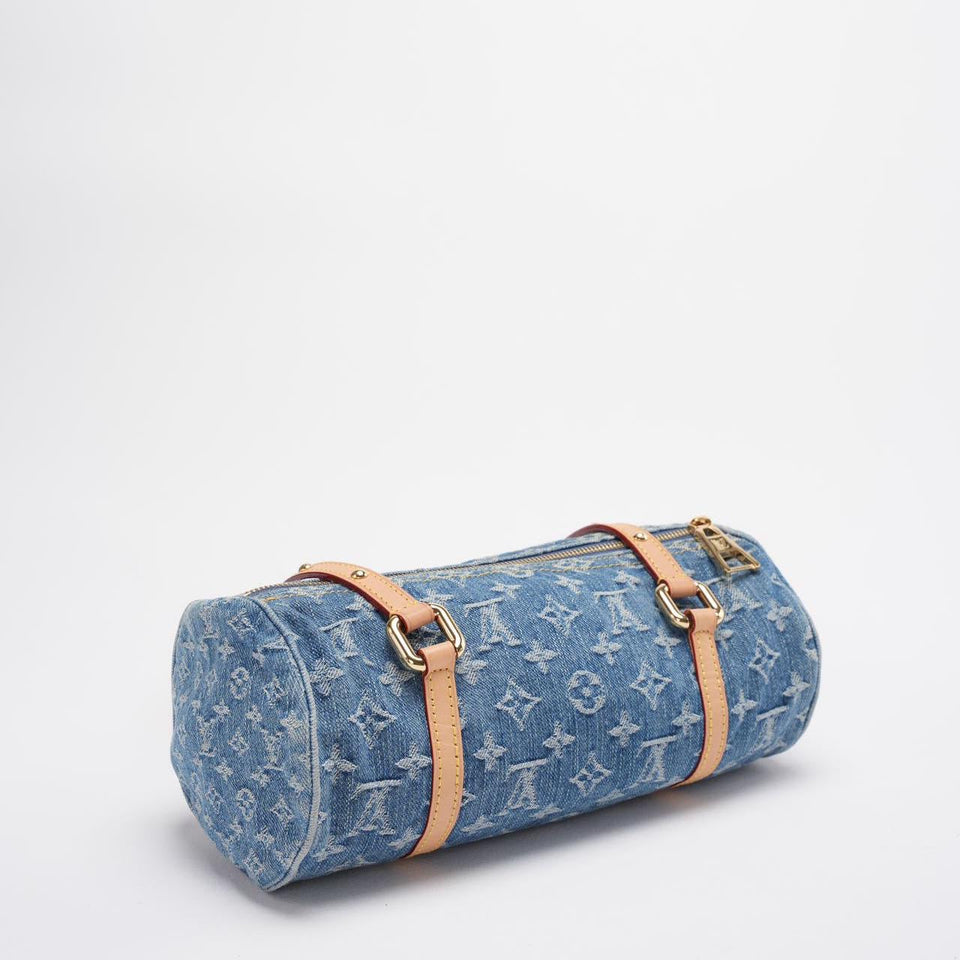 Louis Vuitton Papillon Bag 28cm LV Monogram Denim Papillon Shoulder Bag Blue from 2024