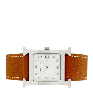 Hermes Stainless Steel Epsom 26mm Heure H Hour Quartz Watch  Gold