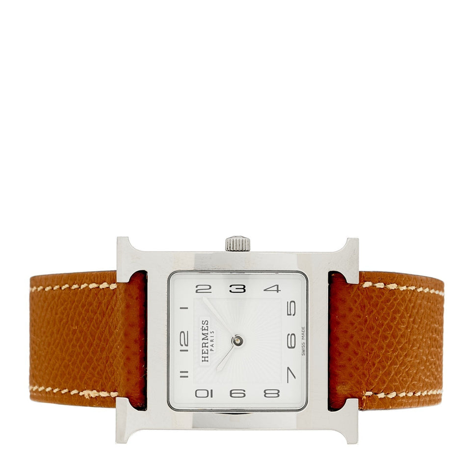 Hermes Stainless Steel Epsom 26mm Heure H Hour Quartz Watch  Gold