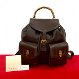 Gucci Backpack leather Brown Bamboo