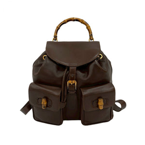 Gucci Backpack leather Brown Bamboo