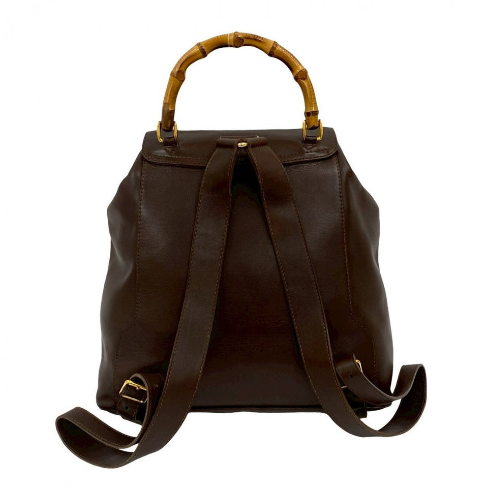 Gucci Backpack leather Brown Bamboo