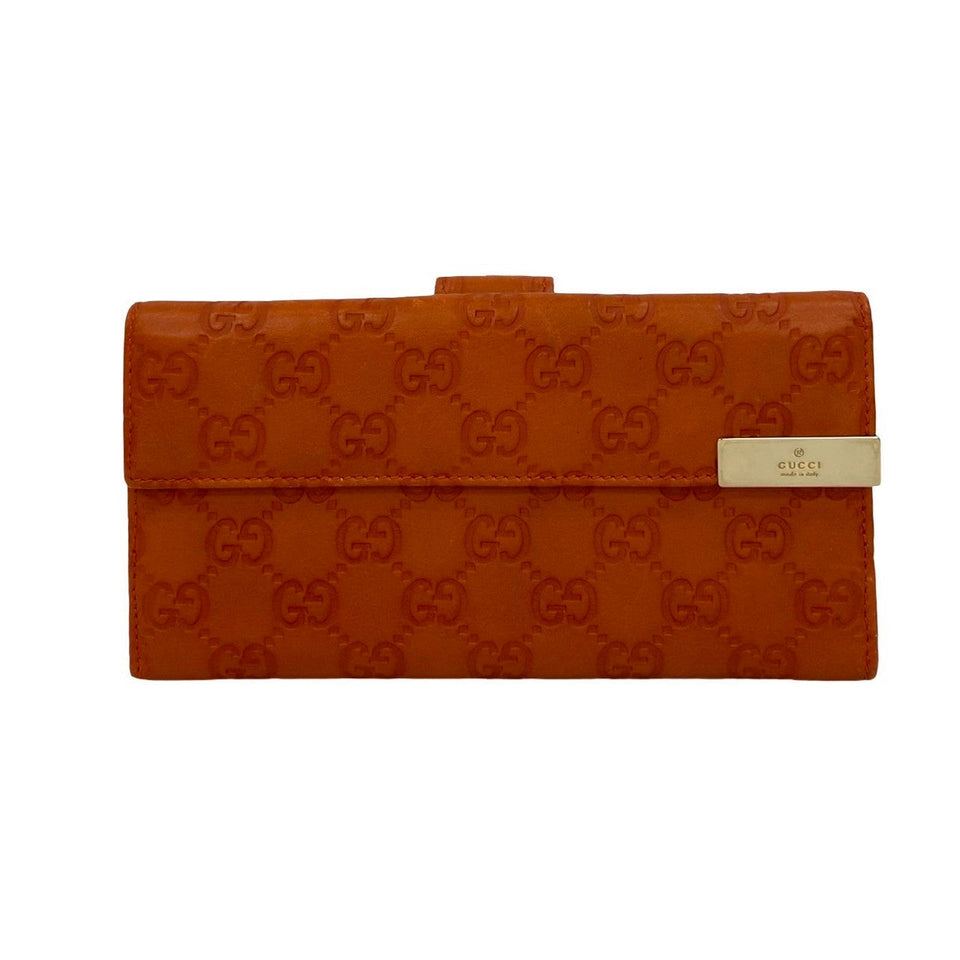Gucci Long Wallet Purse leather Orange Gucci Shima